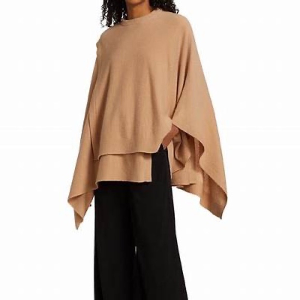 Halston Heritage Camel/Tan Draped Poncho Sweater. Like NEW. Worn twice.